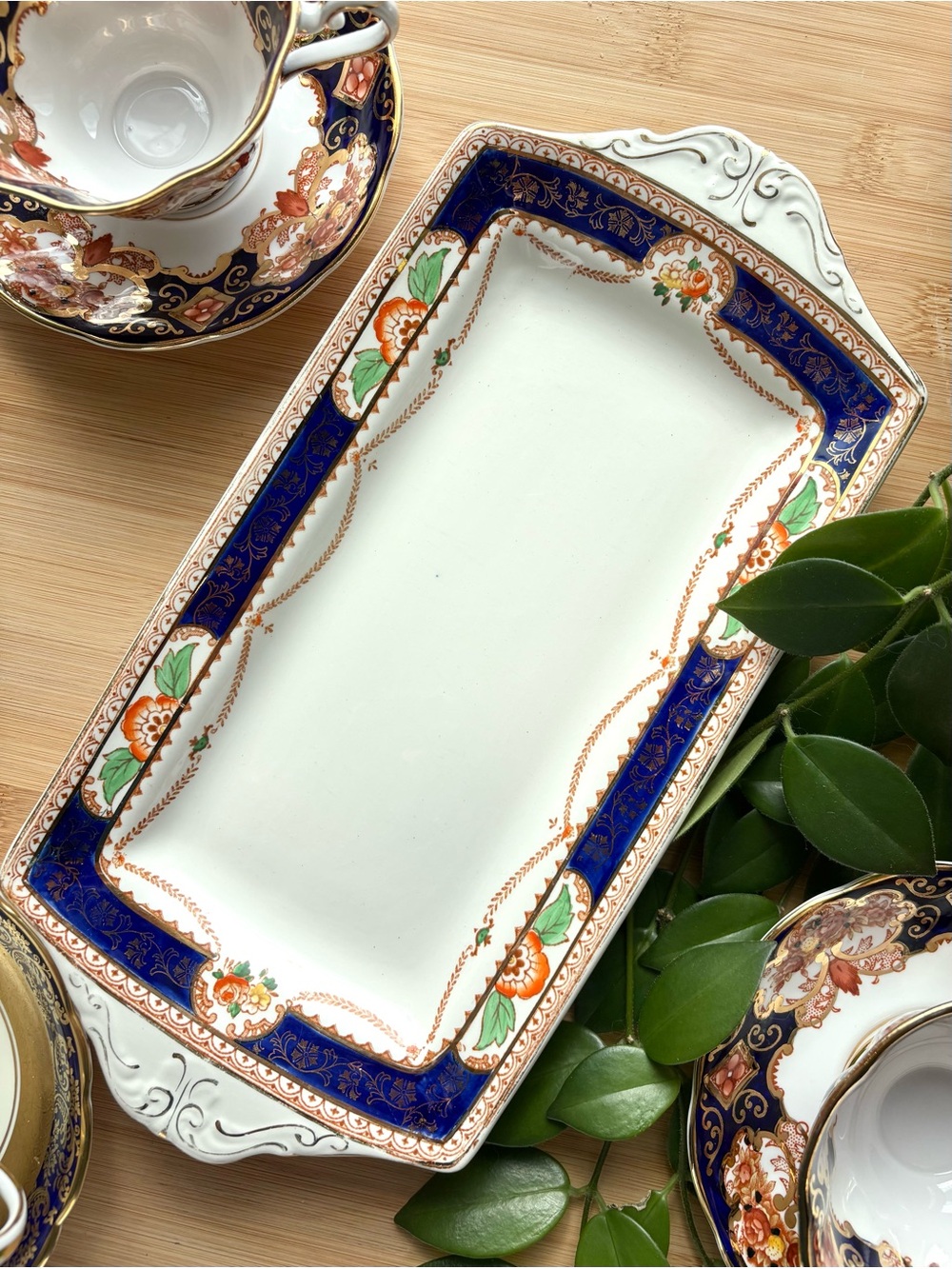 Alfred Meakin Vintage Caledonia Blue, White and Gold Rectangular Serving Platter